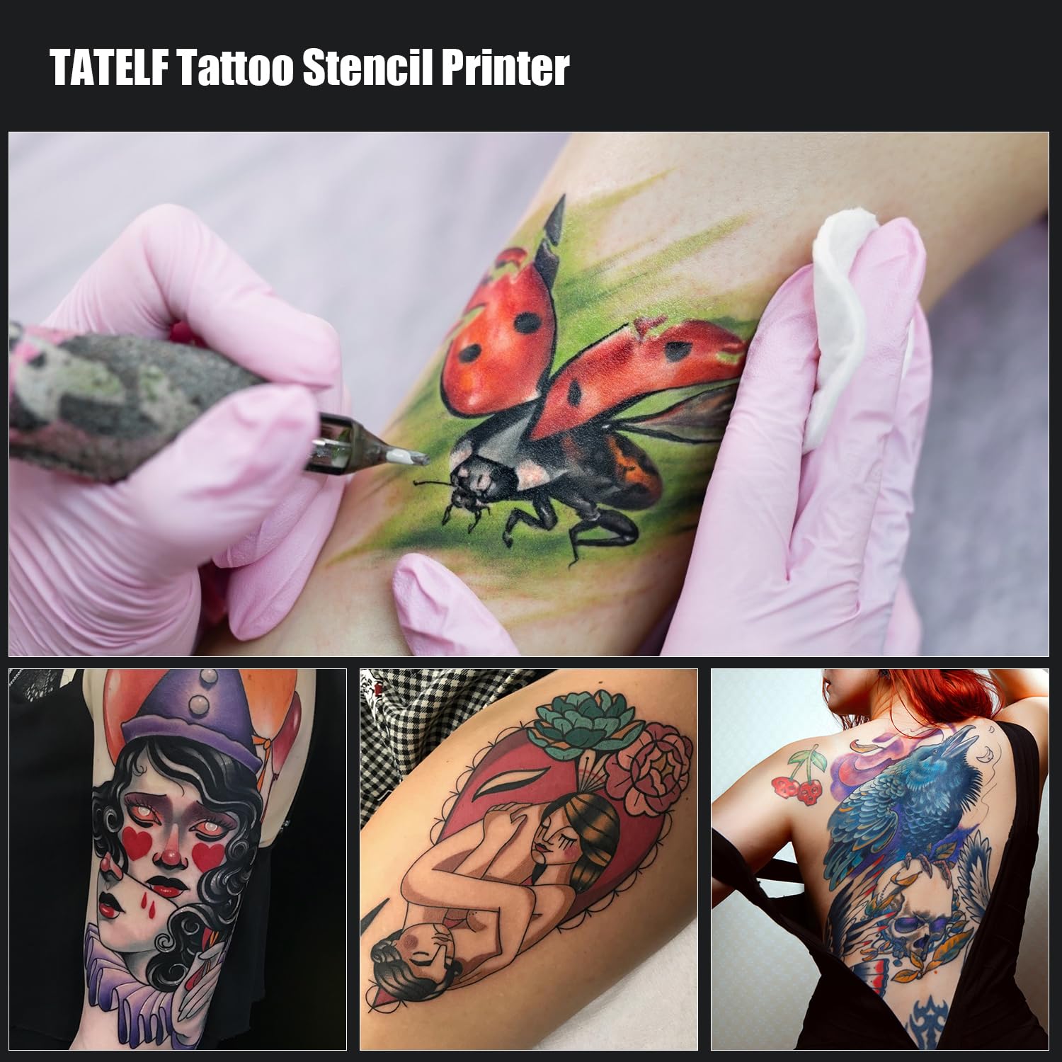 TATELF Termocopiadora Tattoo Bluetooth, Impresora Térmica para Tatuajes con 10 Hojas de Papel, Kit Completo para Artistas y Principiantes, Alta Precisión y Uso Fácil