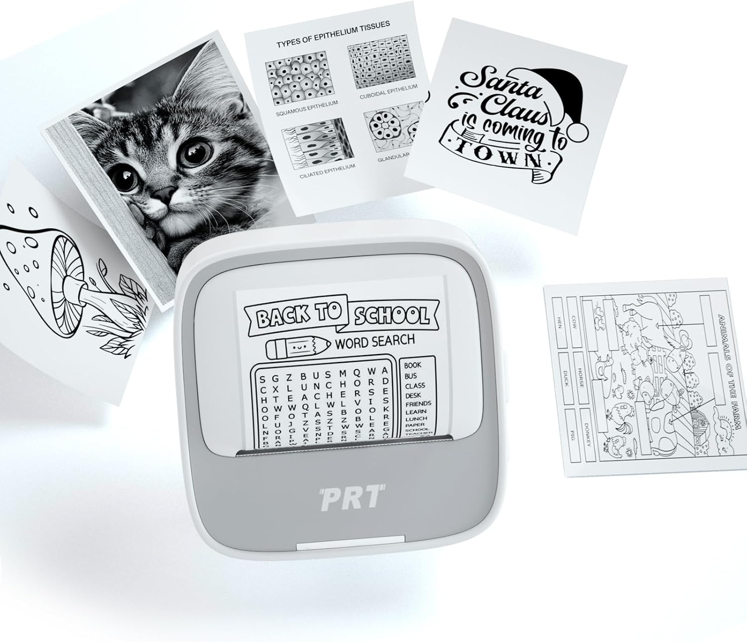 PRT Sticker Printer, Mini Print with 1 Rolls Paper,Pod Bluetooth Portabel Sticker Maker Thermal Printer Inkless with Multiple Templates for Phone & Tablet
