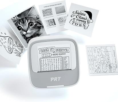 PRT Sticker Printer, Mini Print with 1 Rolls Paper,Pod Bluetooth Portabel Sticker Maker Thermal Printer Inkless with Multiple Templates for Phone & Tablet