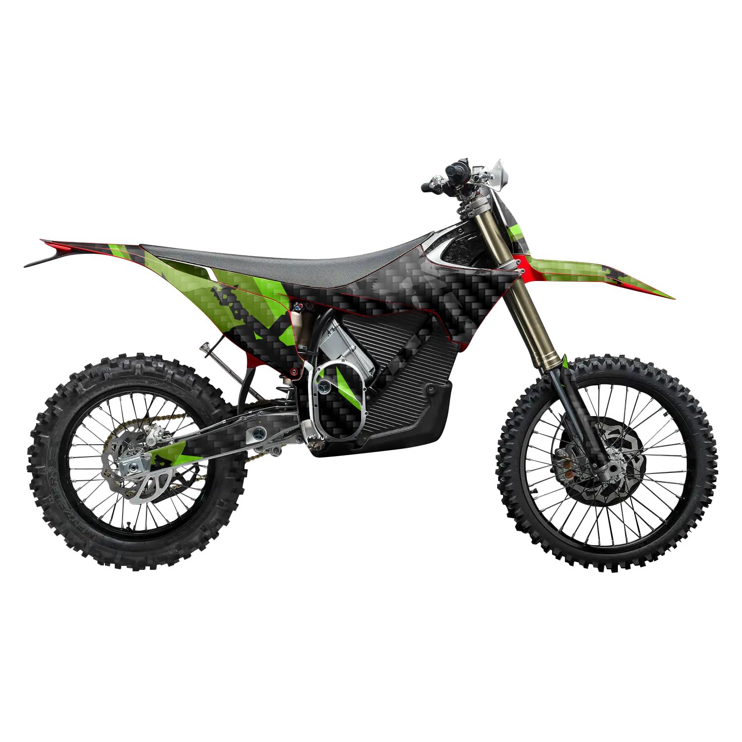 Carbon Fiber Stark Varg MX 2023-2025 Graphics Kit Wrap - Green Shatter - Varg MX Skin - Premium 3M Vinyl Protective Wrap Decal Cover - Easy to Apply | Crafted in The USA by MightySkins