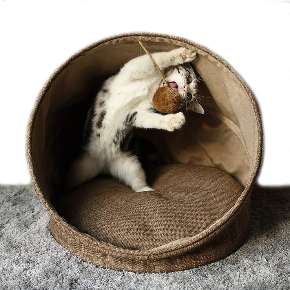 Cuccia Per Gatti A Forma Di Conchiglia – Morbida Grotta In Cotone E Peluche, Fondo Antiscivolo, Ideale Per Gatti E Cani Piccoli, Colore Marrone, Riparo Caldo Per L'inverno