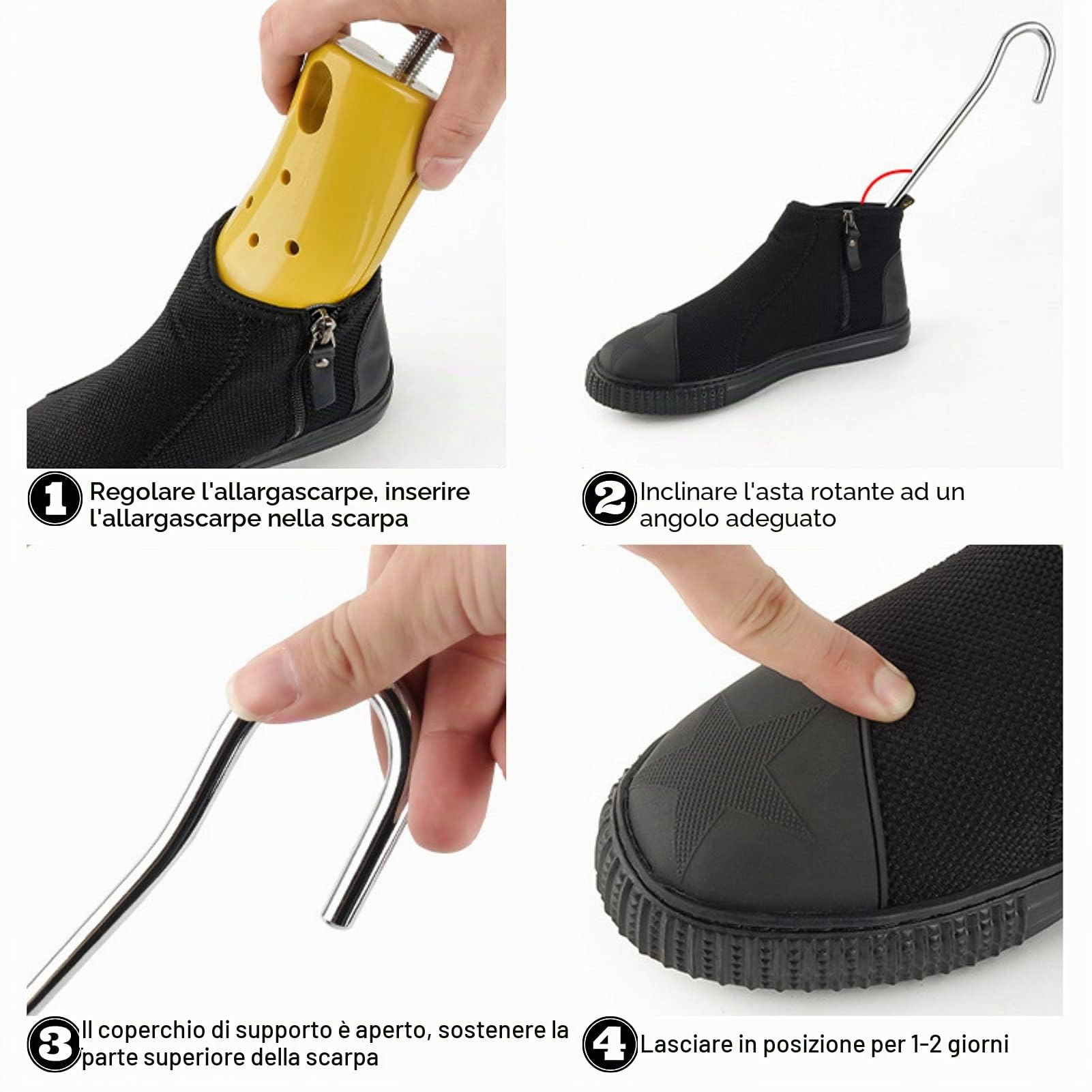 Allarga Scarpe Professionale a 4 vie, Regolabile Larghezza Tendiscarpe Plastica per Uomo Donna, Con Tappi Per Alluce Valgo, 1*ordinary S