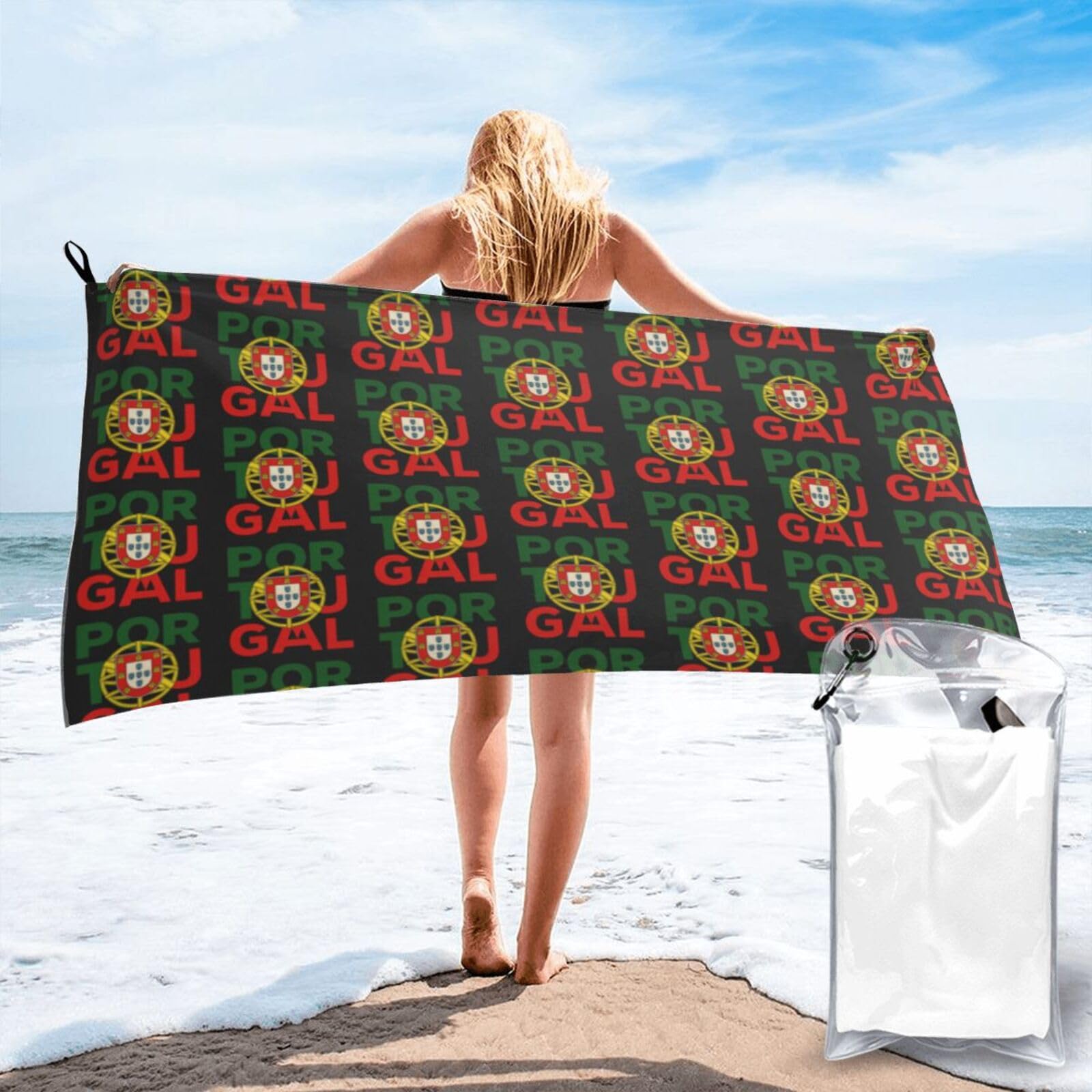 FHIZOAL Portugal Flag Quick Dry Towel Microfibre Towel Super Absorbent Ultra Compact Gym Sports Beach Camping Travel
