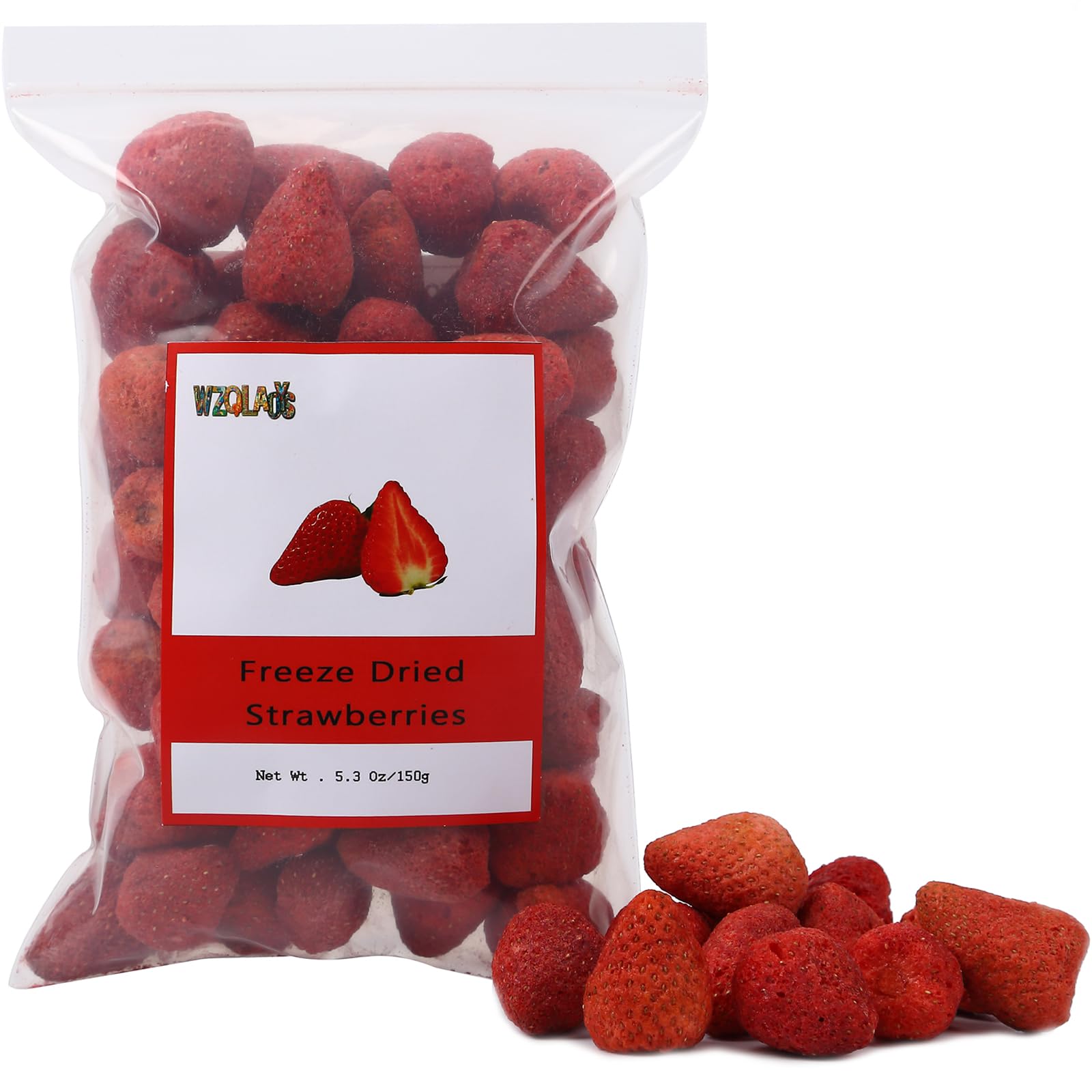Freeze Dried Strawberries 5.3 Oz/150g ﻿Whole Big Frozen Dried strawberry, Dehydrated Fruit Snacks,Great for Baking,Beverages,Smoothies