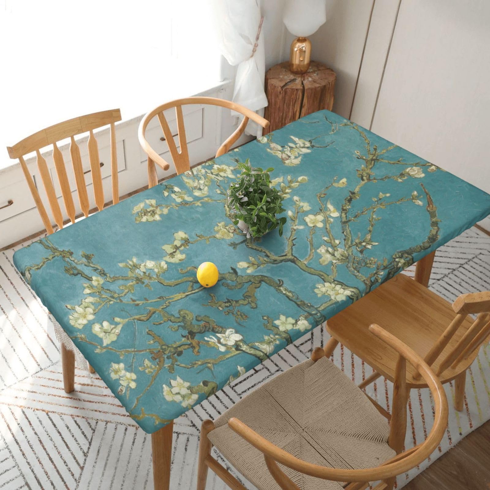 BNVSADC almond blossom Printed 5FT Tablecloth Polyester Kitchen Water Resistant Table Cloth Dining Table Decoration Table Covers, 152x76 CM