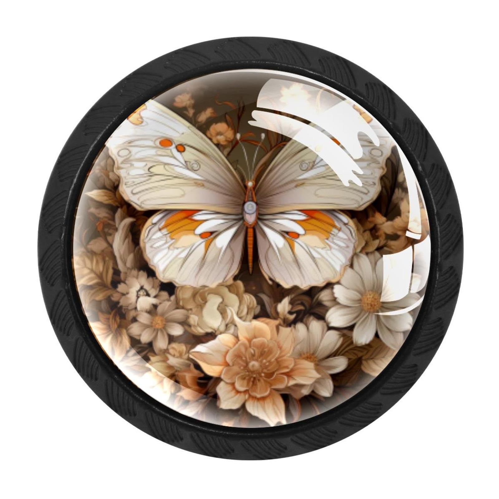 Chenzzzz Multicolored 03 4 Pack Cabinet Knobs Black Drawer Knobs Round Kitchen Cabinet Knobs Butterfly Cabinet Handles Hardware Dresser Knobs And Pulls For Bathroom Cabinets