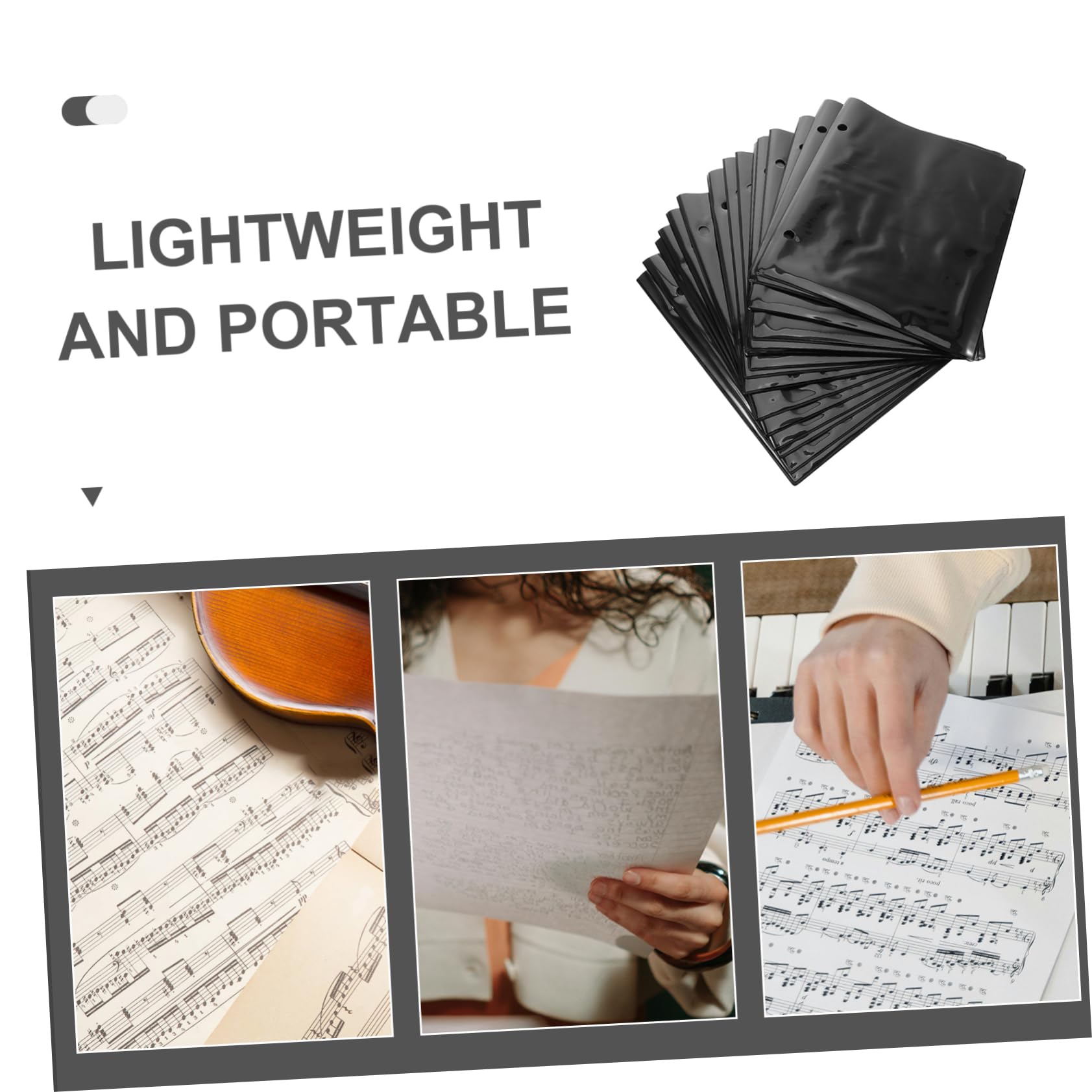 TOYANDONA 20 Stück Schwarze Pvc Notenordner mit 2-loch Design zur Organisierten Aufbewahrung von Musiknoten für Musiker bei Proben und Übungssitzungen