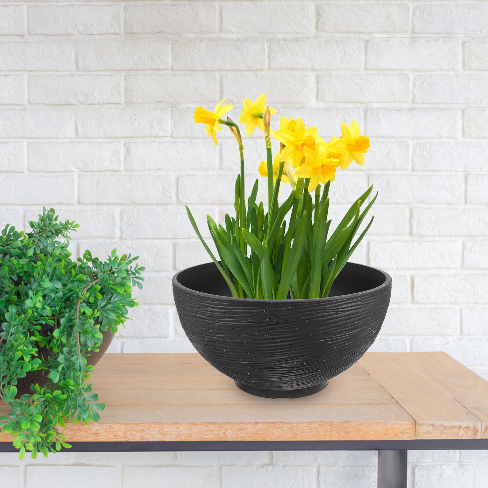 TOYANDONA Pot de Fleurs en Plastique Noir pour Plantes Hydroponiques et Lotus, Résistant la Déformation Chocs, Décoratif pour Jardin et Salon