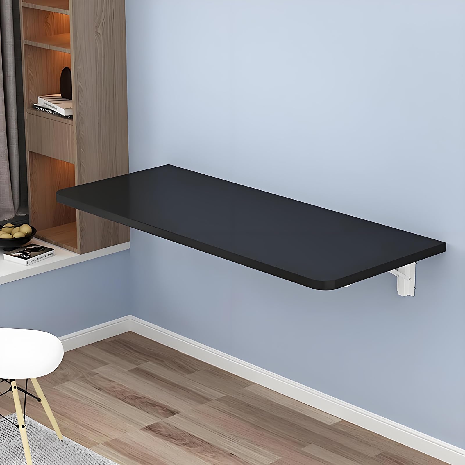 Tavolo a Scomparsa da Muro Cucina, Tavolino Pieghevole, Scrivania in Legno da Parete, scrivania per Computer Multifunzione salvaspazio pensile(Size:90x40cm,Color:Black)