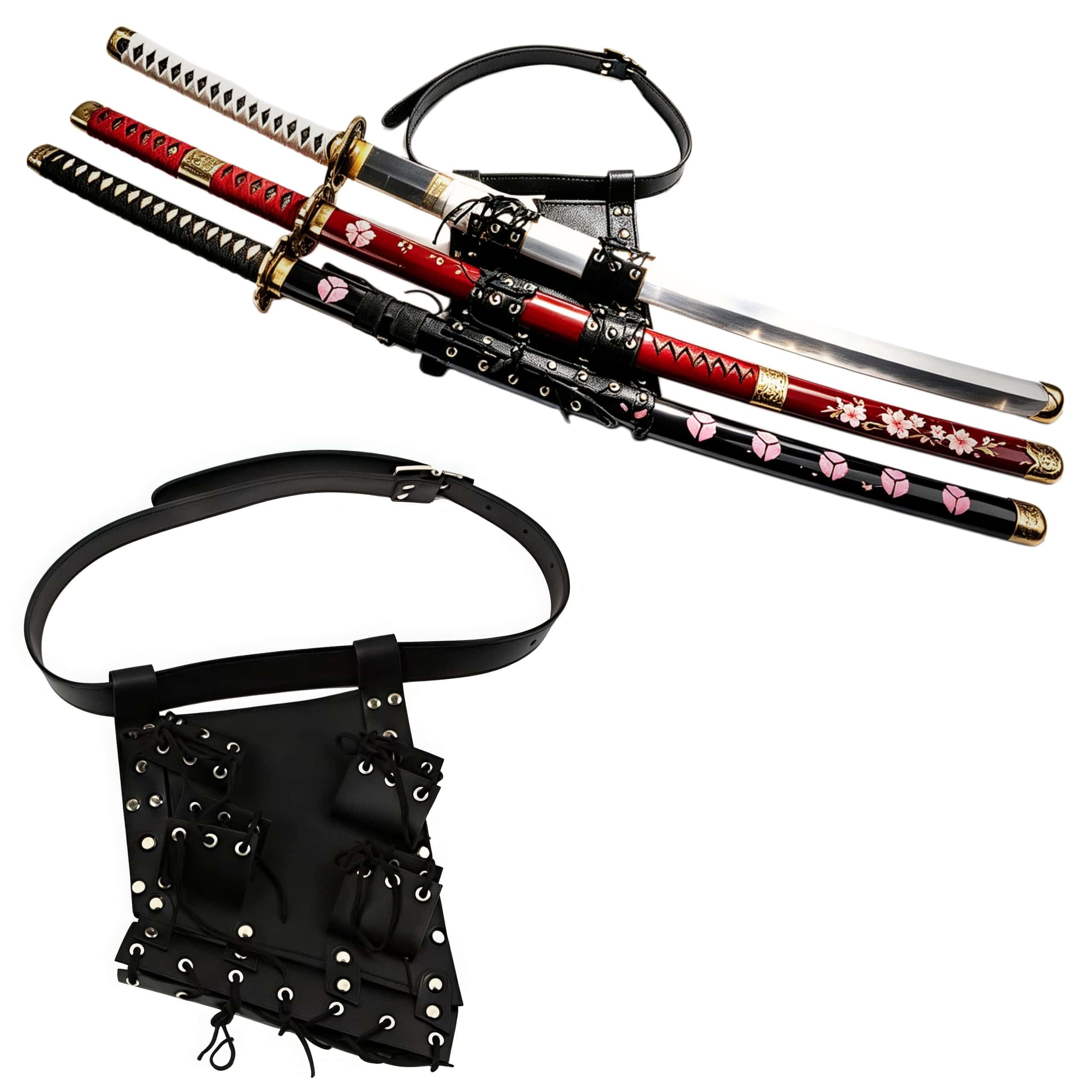 Sword Bag Sword Carry Case Back Strap Waistband for Ninja Hero Cosplay Anime Costume