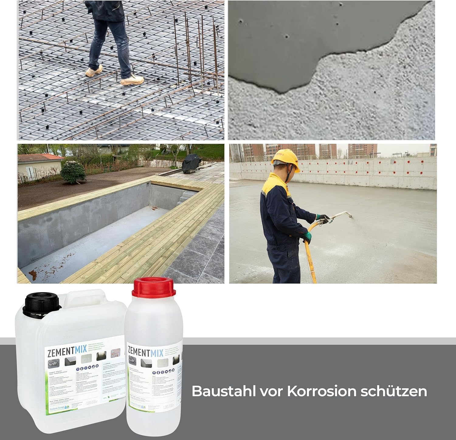 Cement Mix - Trwały 100% wodoodporny uszczelniacz do betonu - Przezroczysty 5L - Wodoodporna mieszanka cementowa do betonu - Łatwy w użyciu - Profesjonalny
