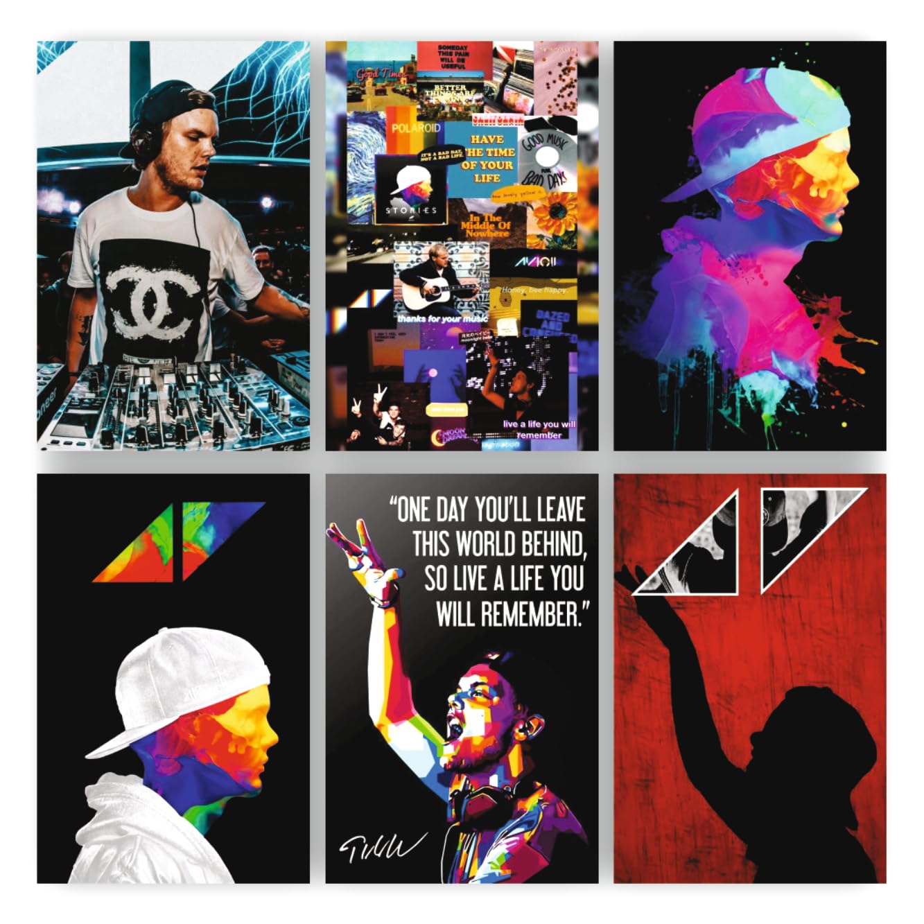 SAW Avicii Poster for Home Office and Student Room Wall | Aesthetic Poster | Wall Decor (12x8 Inch) Set of 6 Pieces
