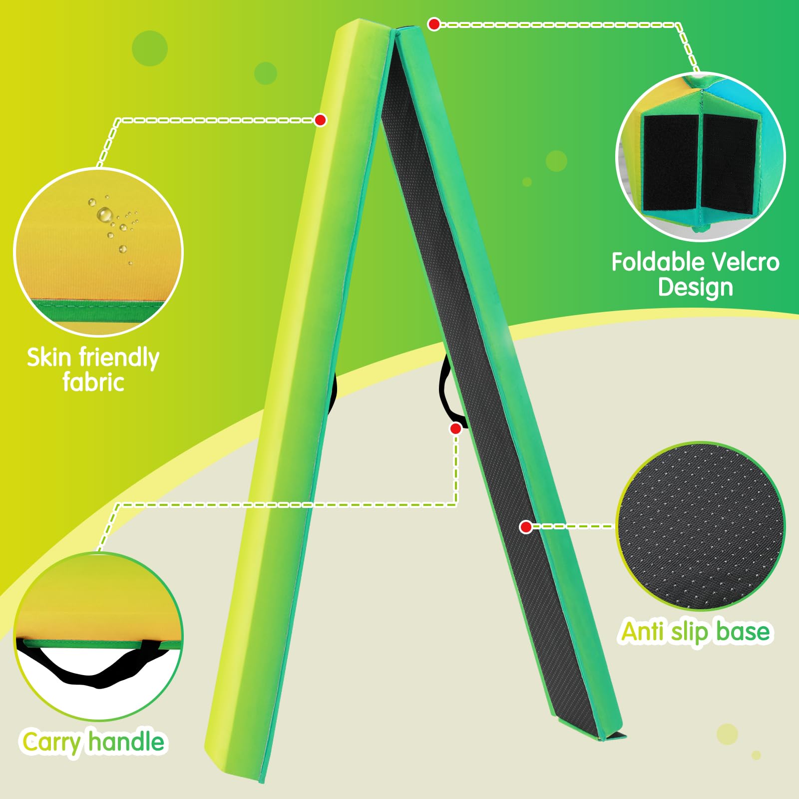 Poutre d'Équilibre Gymnastique avec Surface Simili-Suede EVA+EPE en 3 Tailles (240cm/270cm/300cm) Pliable pour Enfants & Adultes + Sac de Transport