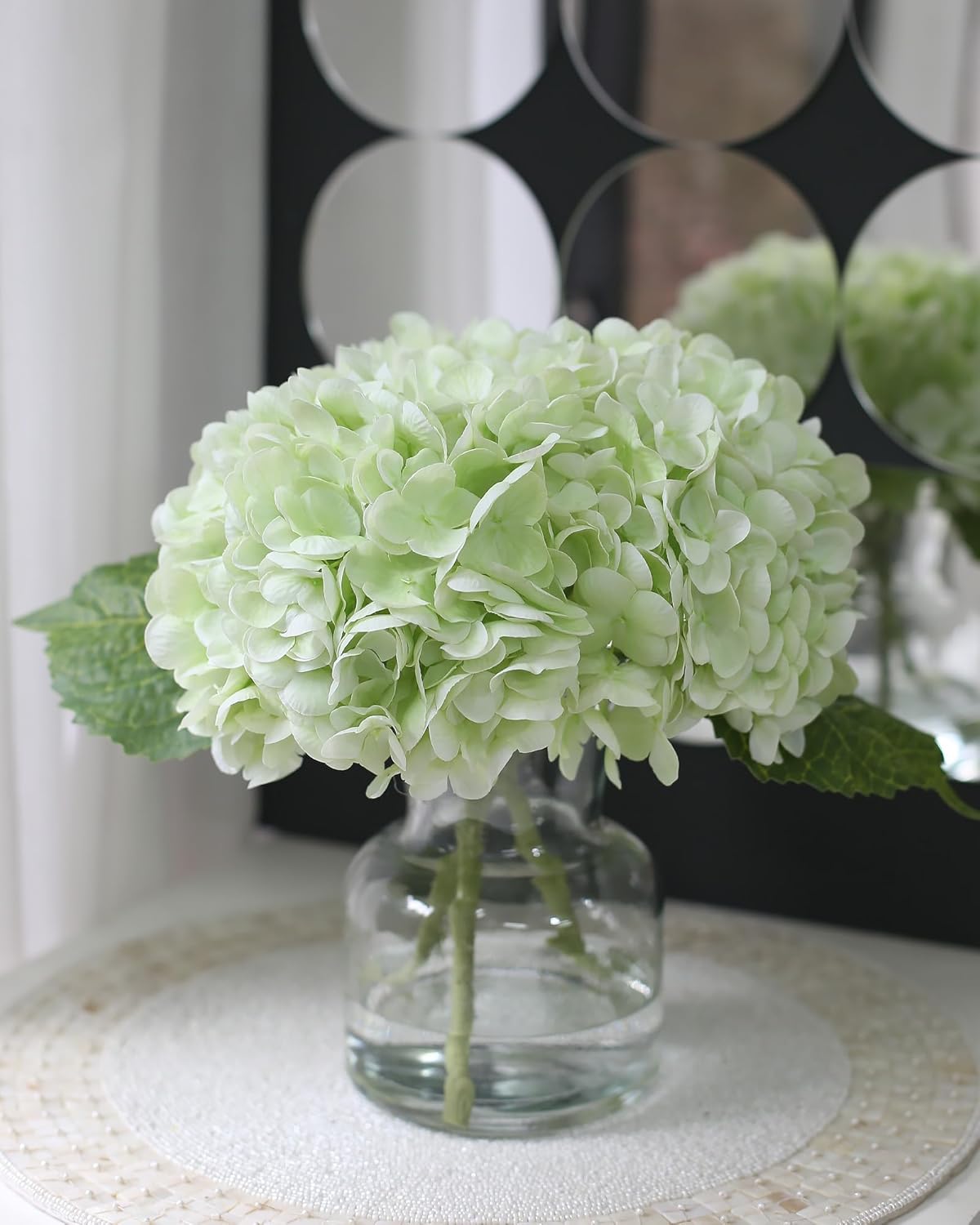Real Touch Artificial Flowers Hydrangea in Vase for Home Decoration,Artificial Hydrangeas Centerpieces for Tables, Lifelike Fake Hydrangea in Vase for Bathroom, Office and Water Bar - Image 5
