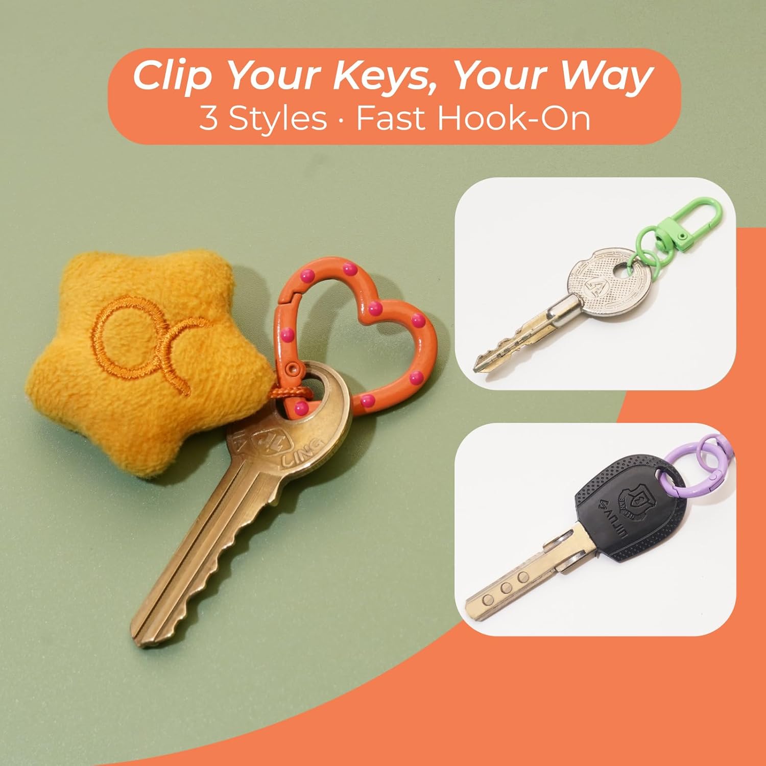 30PCS Keychain Clasp Set – 10 Colors Small Set with Lobster Clasps, Heart-Shaped Clasps and Spring O Rings for DIY Crafts, Gifts, Keychains & Classroom Projects - Image 6