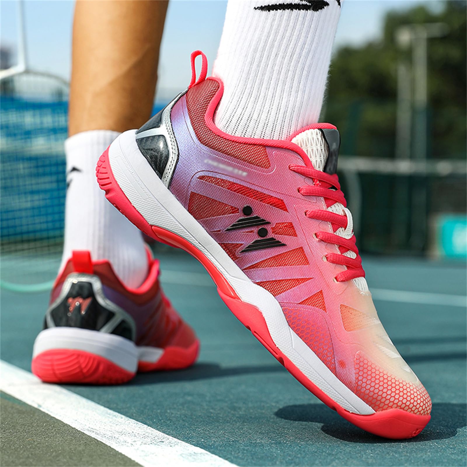 JiuQing Buty do badmintona unisex antypoślizgowe lekkie do pickleballa tenisowe obuwie do gry w hali