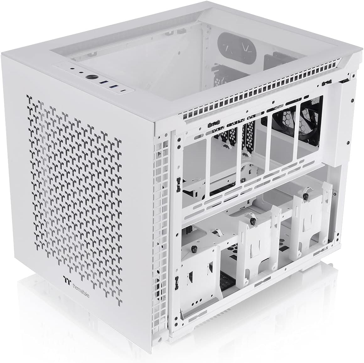 Thermaltake Divider 200 TG Air Snow/Micro ATX Case/PC Case/Tempered Glass/White