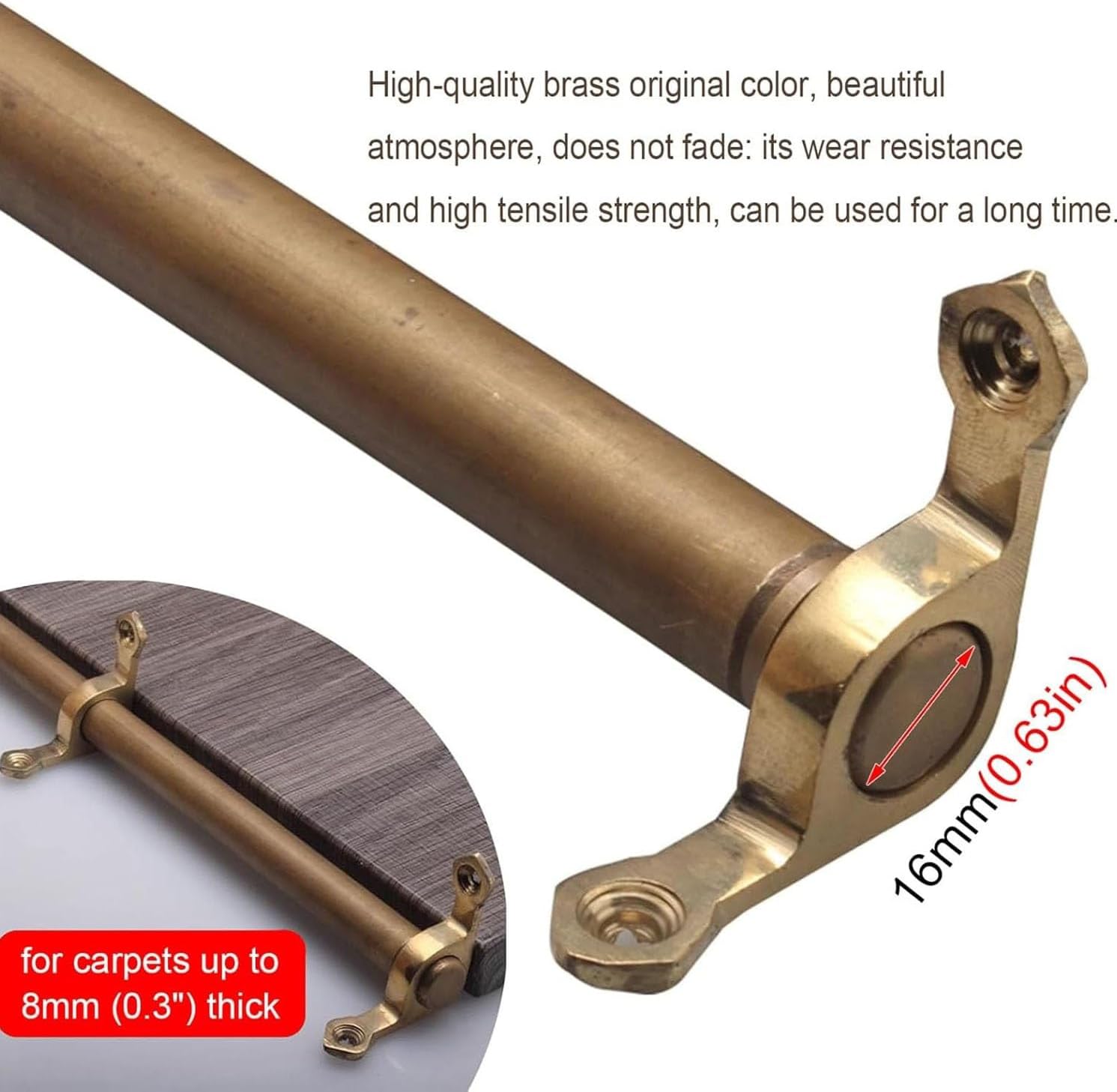 48" 44" 40" 38" 36" 34" 28" Long Brass Stair Rods with Hardware, Stair Carpet Rod Holders, 3 5 10 12 1416 Pack, for Commercial & Home Use(10pcs,97 cm (38 in))
