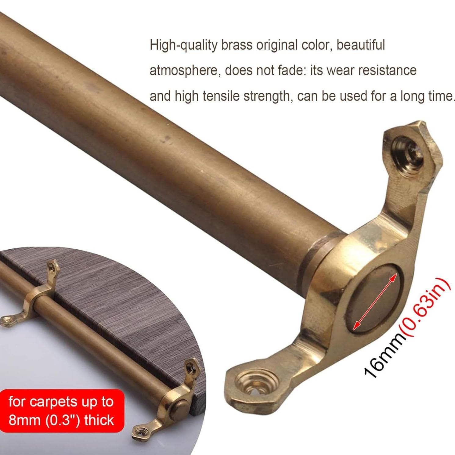 3-16pcs Gold Brass Stair Runner Rods Set of, Commercial Home Staircase Carpet Runner Holder Bracket Hardware, for Villa Office Commercial Space, 48/44/40/38/ 28"(14pcs,107 cm (42 in))