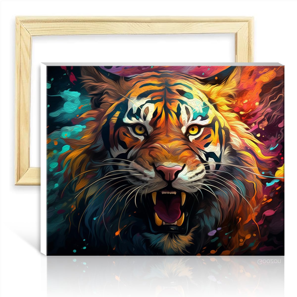 TANGFEIY Oil Painting Kit Paint by Number Paintting Siberian Tiger DIY Paint by Numbers Kits with Brushes and Acrylic Pigment on Wall Art Vibrant NO Frame(60x75cm) — image 1