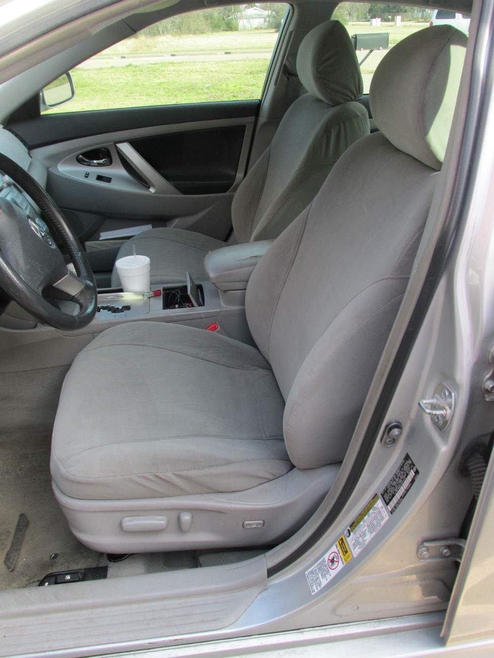Durafit Seat Covers, Made to fit 2007-2011 Camry CE and LE, Exact Custom Fit Front Seat Set in Gray Velour Fabric