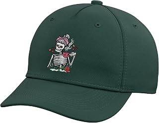 Valentines Day Skeleton Messy Bun Coffee Mom Women Girls Kid Adjustable Baseball Hat