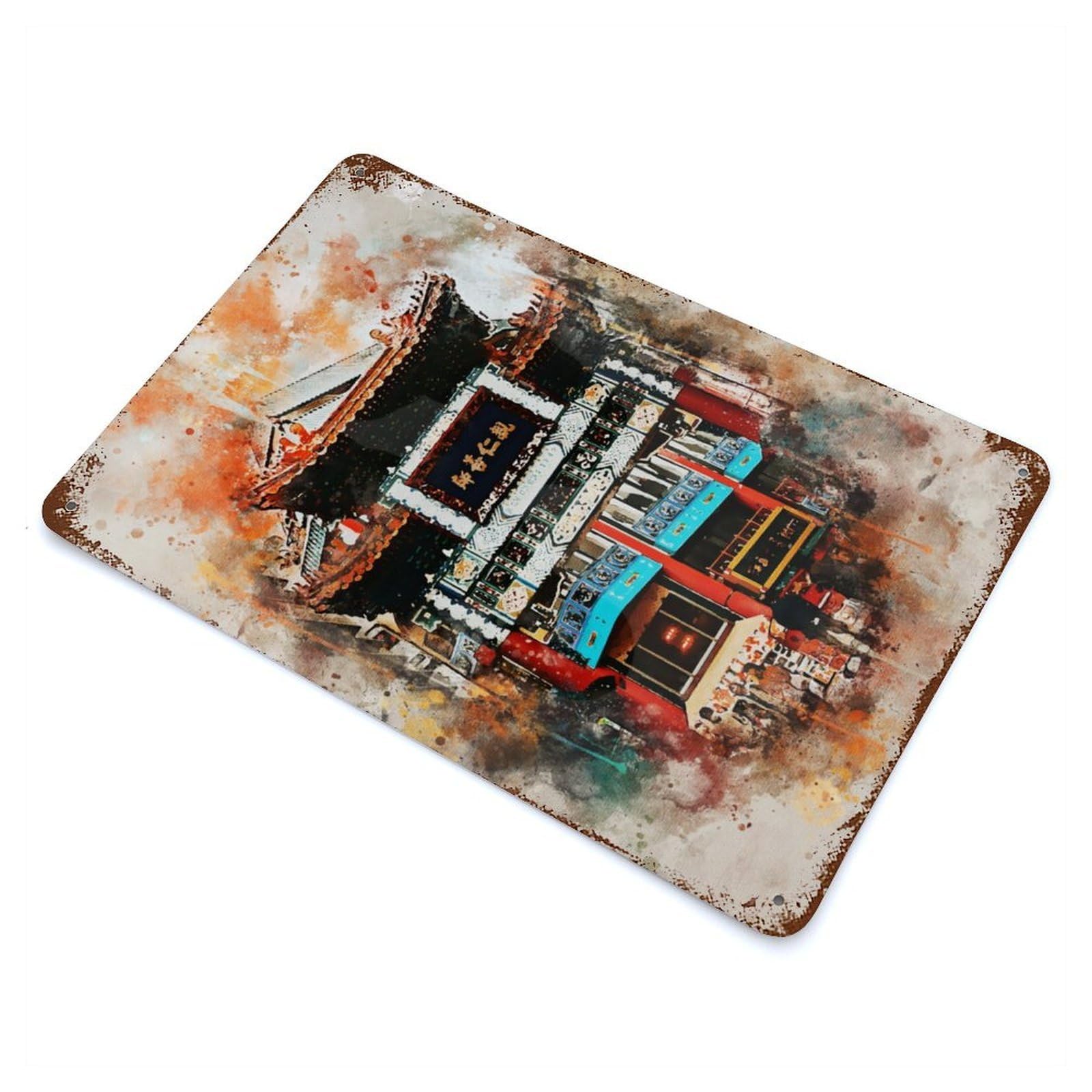 Yokohoma in Watercolor Decorative Tin Sign 11.8"x7.9", Rustic Home Decor for Garage, Pub Or Kitchen