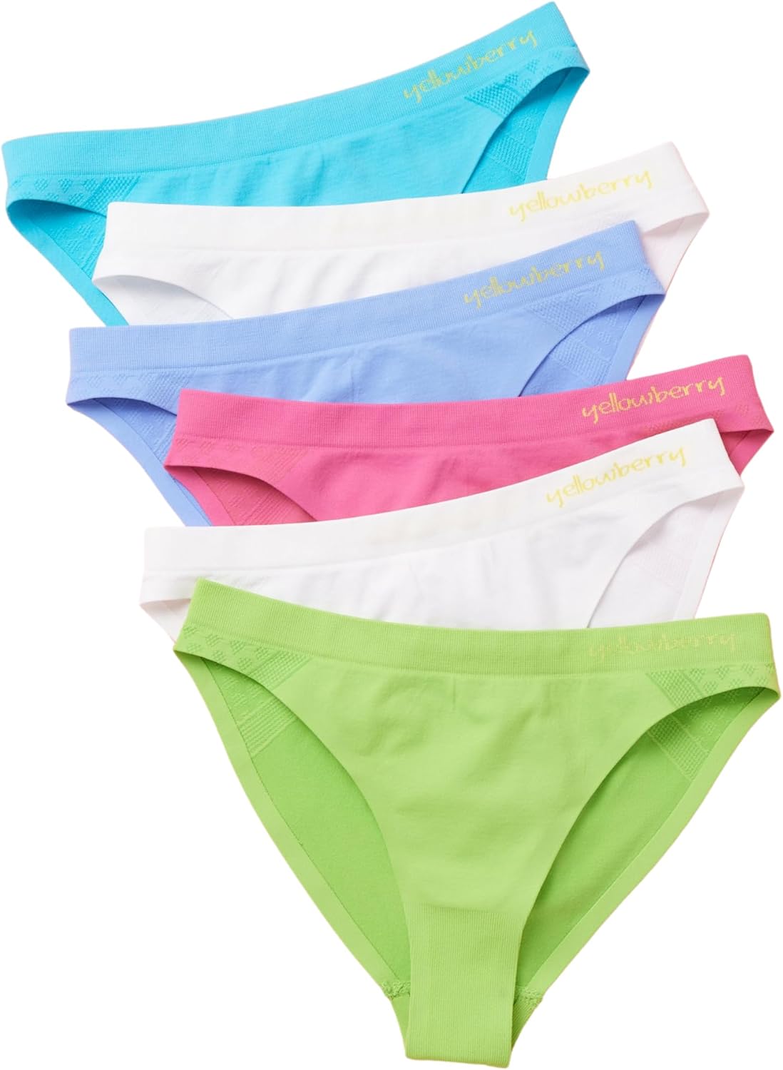 Yellowberry New Girls' 6pk, Fuller Coverage Seamless Underwear with Bonded, No-Show Seam