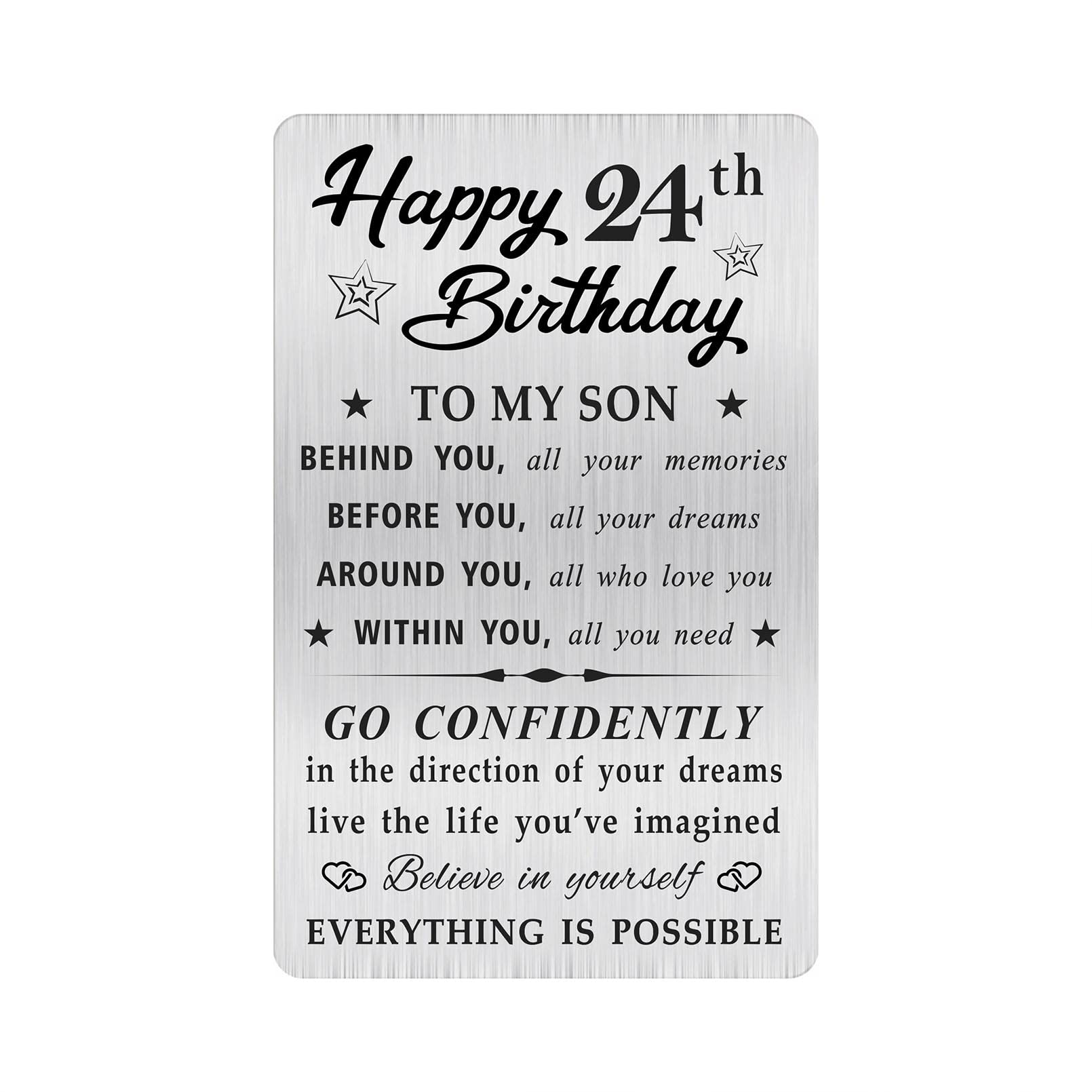 Stuff4 Biglietto di auguri per il 24° compleanno del figlio, con scritta in lingua inglese World's Most Amazing Son, per il 24° compleanno del figlio, 145 mm x 145 mm, 24 anni