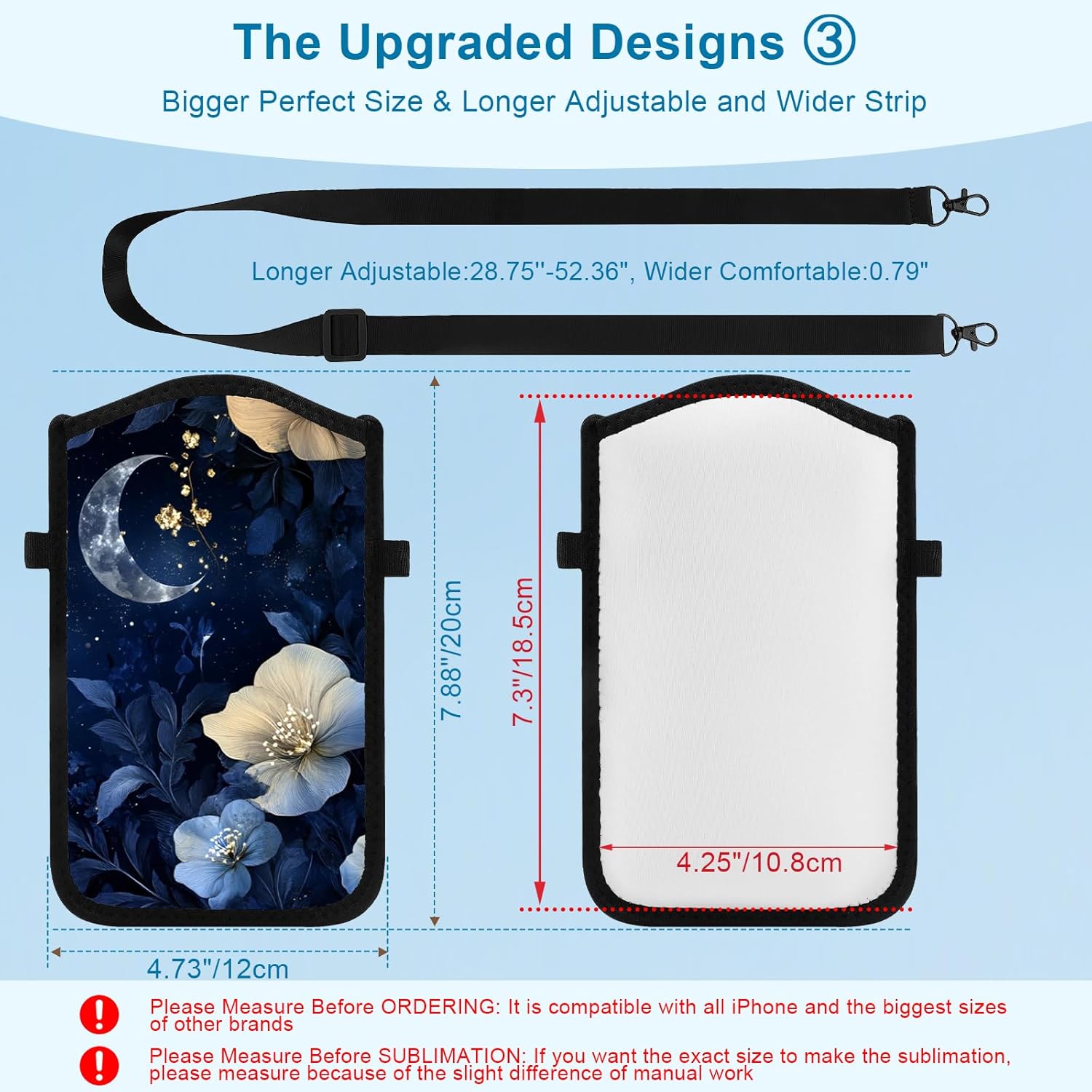 Sublimation Blanks Cell Phone Pouch Bag Sleeve Case for Women Men Kids with Adjustable Crossbody Strap Neck Lanyard - Hands Free Light for Working Walking Travelling Outdoors Beach (10 Sets) White