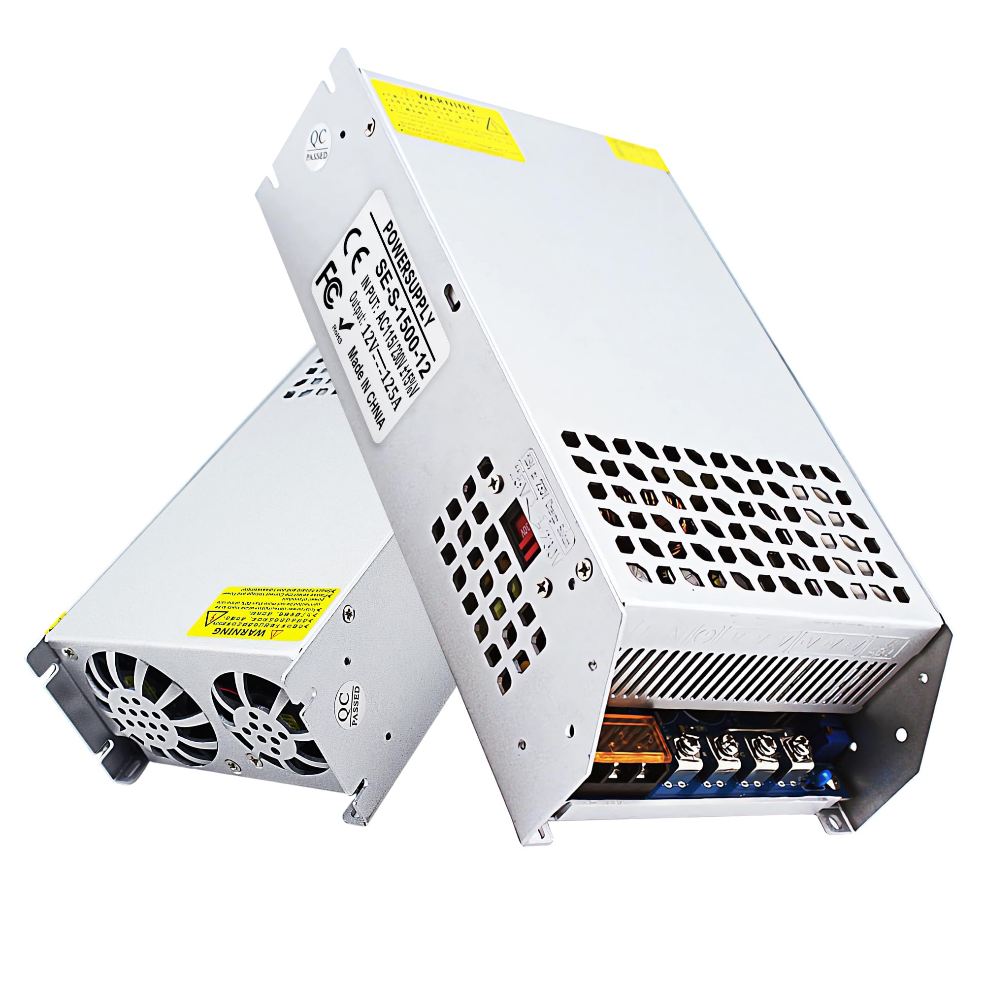 SWTPWR 12V 125A 1500W AC to DC Converter - 110V/120V to 12V Transformer LED Driver with Smart Cooling Fan for LED Strip, CCTV, and Car Devices