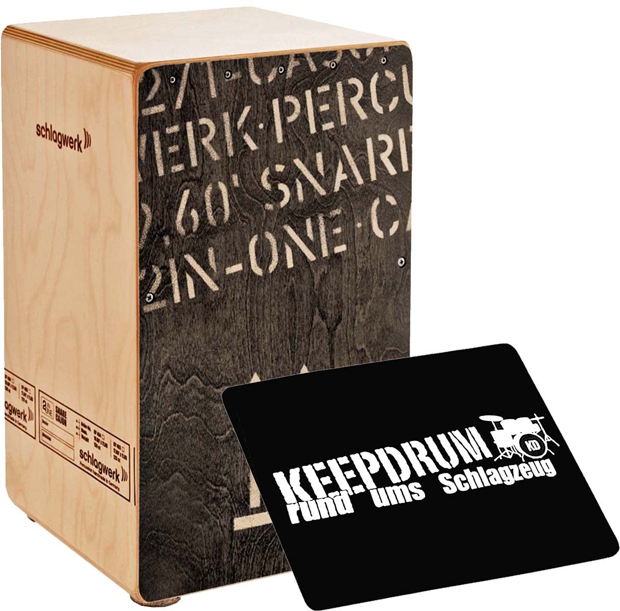 SCHLAGWERK CP 404 Blk 2INONE SNARE Cajon Large + Keepdrum Sitting
