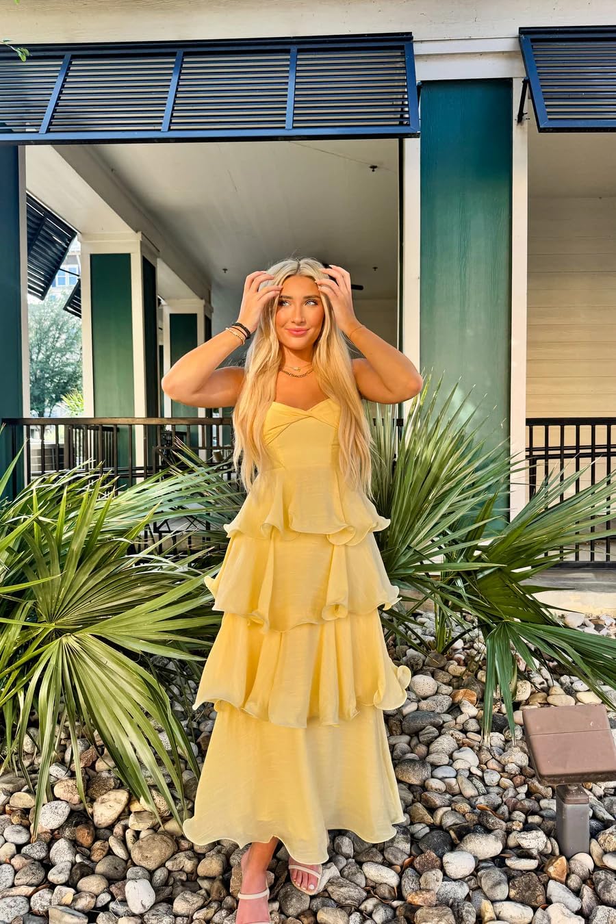 Women’s Tiered Ruffles Bridesmaid Dresses Chiffon Spaghetti Straps Pleated Formal Evening Gowns