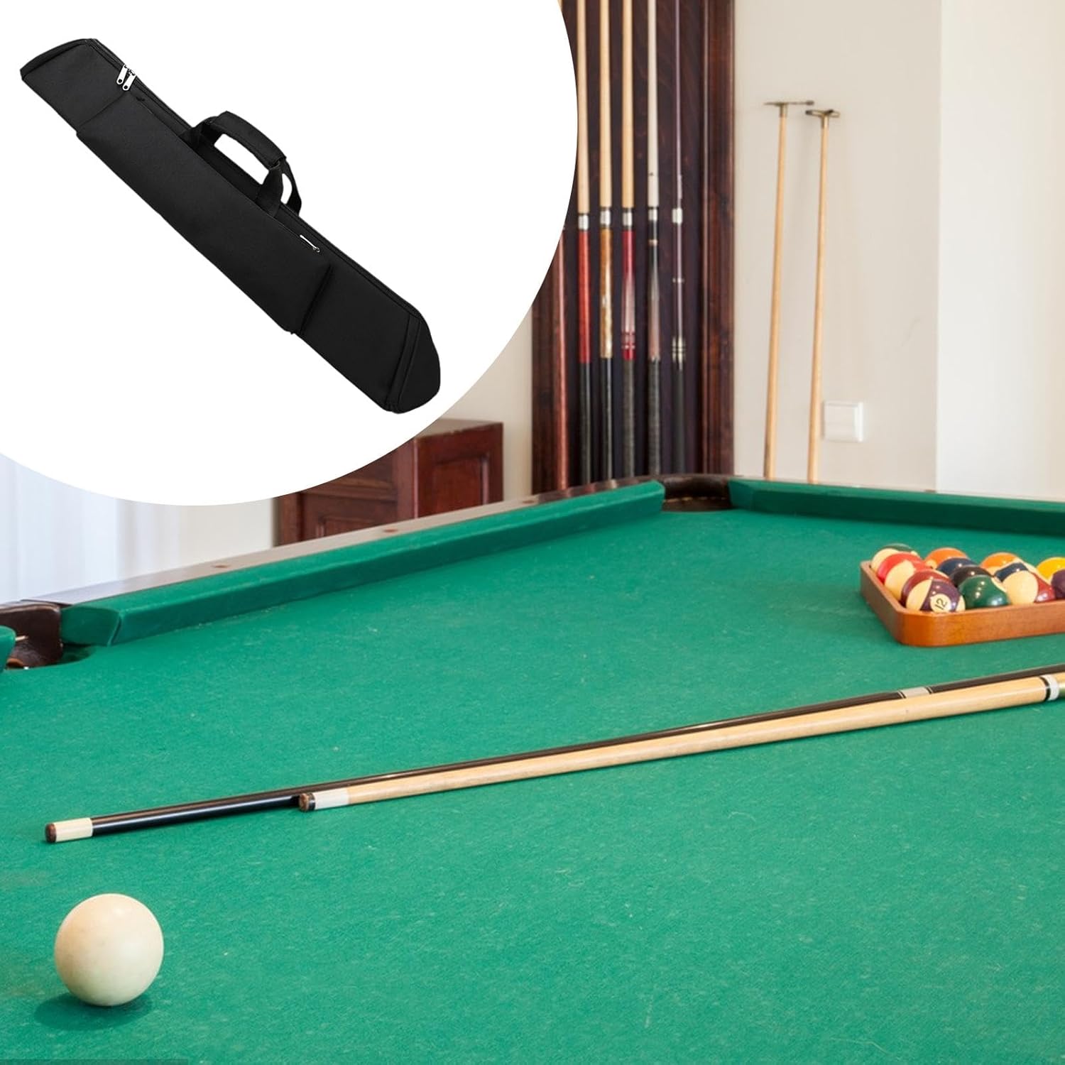 Colaxi Pool for Pool Cues and Accessories,Sturdy,Dustproof,Practical,Soft Padded Organizer Bag,Billiard Rod Carrying Case, Black