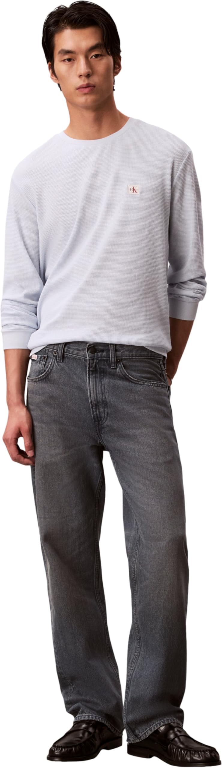 Calvin Klein Uomo Maglietta Maniche Corte Waffle Badge Tee con Scollo Rotondo