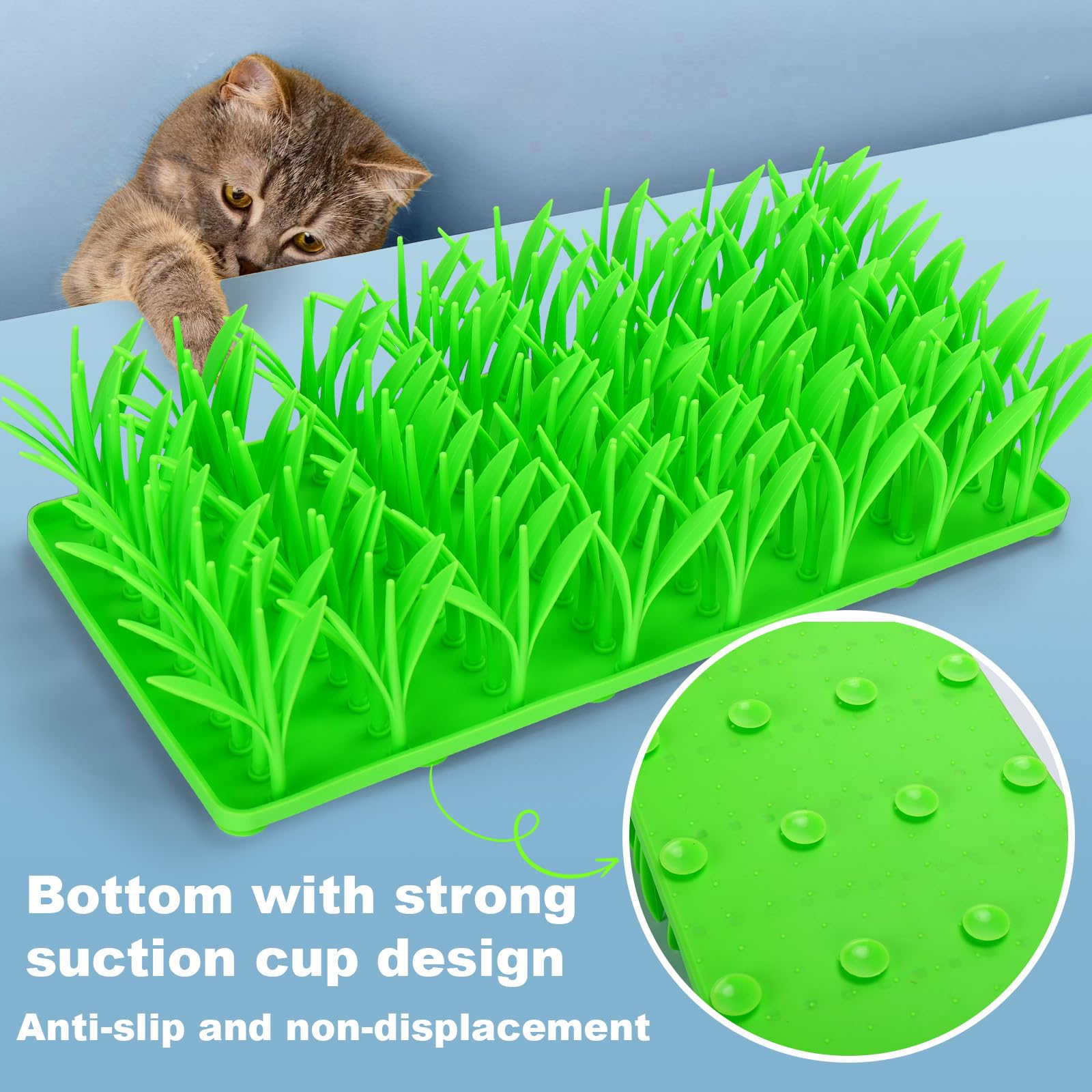 Lick Mat Per Cani Tappetino Lick Lawn Per Gatti - Silicone, Slow Feeding, Antiscivolo Tappetino Erba Gatto - 6