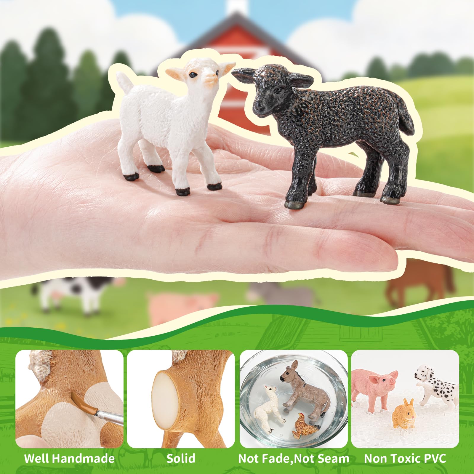 Juego de 14 cifras de animales de granja para bebés de 3 a 5, cifras de animales de granja para niños de 3 a 7, juguetes preescolares de granja para niños y niñas, regalos de cumpleaños