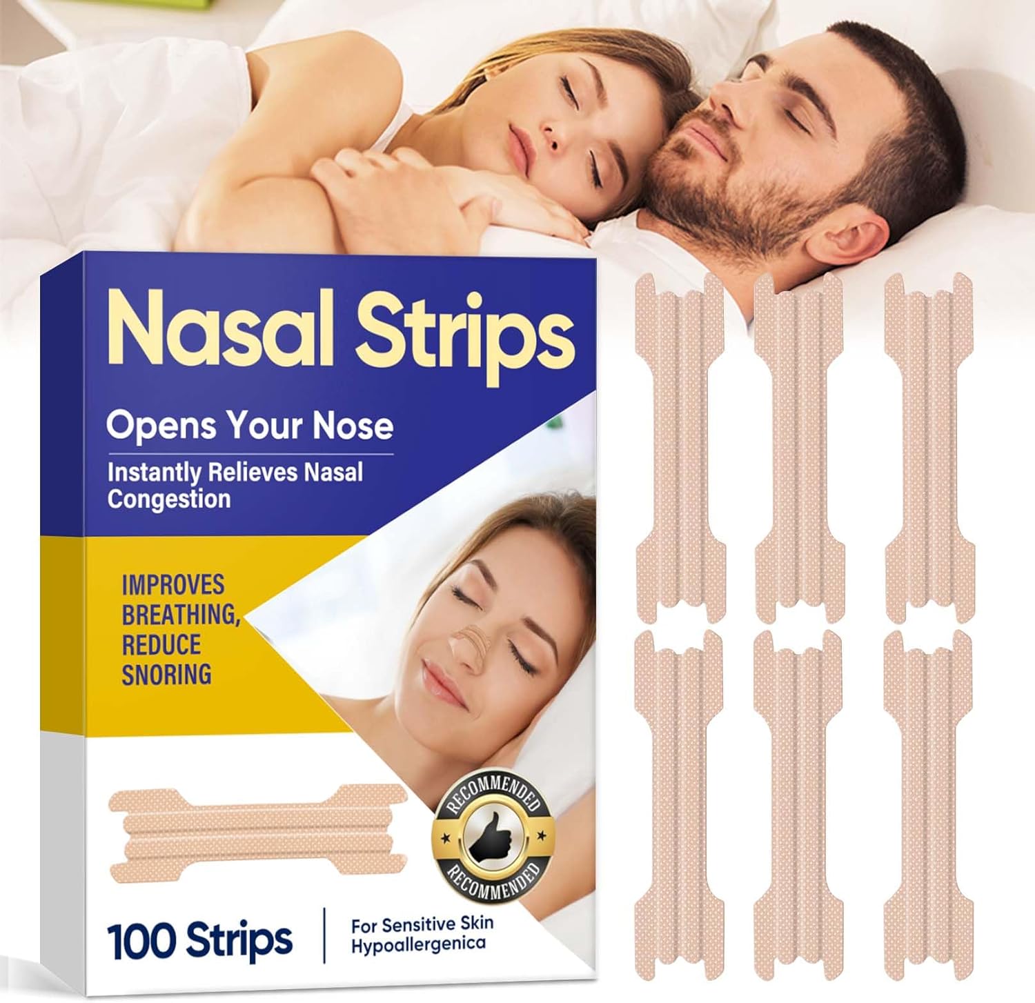 100 Bandelettes Nasales Magnétiques Anti-ronflement - Pour Un Meilleur Sommeil