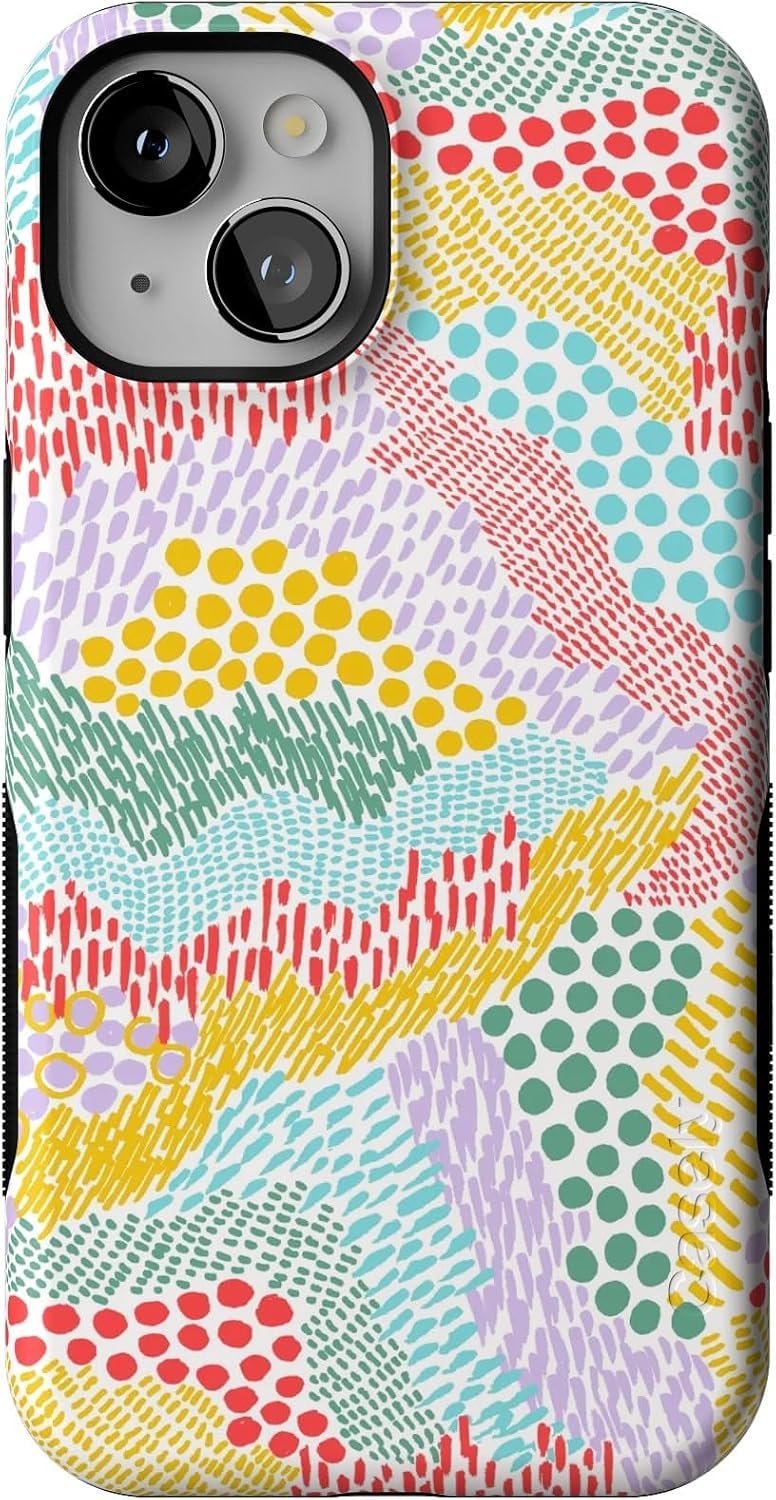 Casely iPhone 14 Case | Color Me Happy | Doodle Colorblock | Bold Protective Design | Compatible with MagSafe