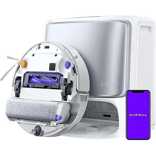 NARWAL Flow Robot Vacuum and Mop Combo, FlowWash Real-Time Self-Cleaning Track Mop, 22,000 Pa Suction, Dual-Camera AI Obstacle Avoidance, Carpet & Edge Cleaning, Self-Emptying Robot Vacuum