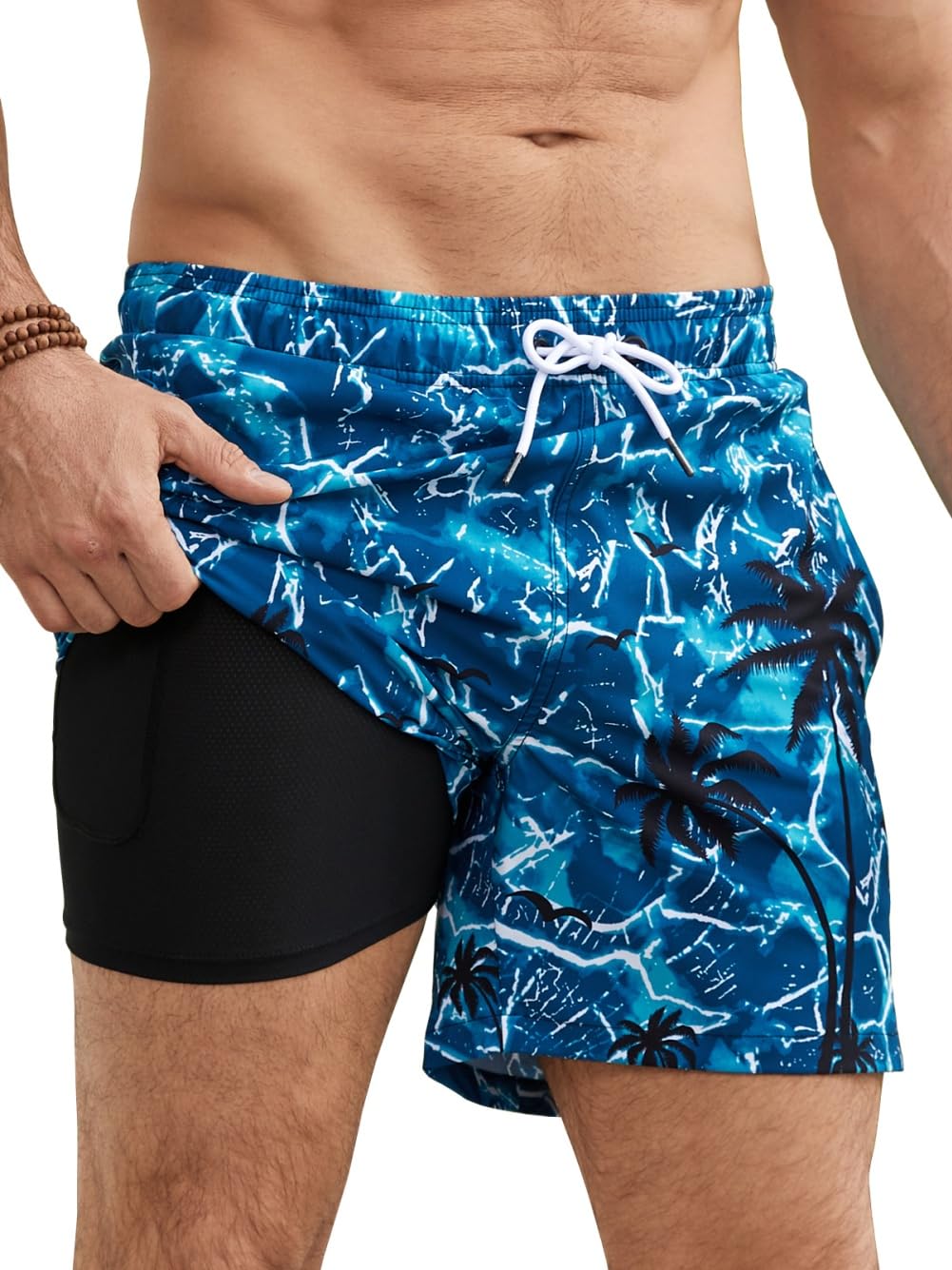 Kfnire Bañador Hombre con Forro Compresión y Bolsillos, Shorts de Baño para Natación Secado Rápido Hidrófugo Banador para Hombre — view 12