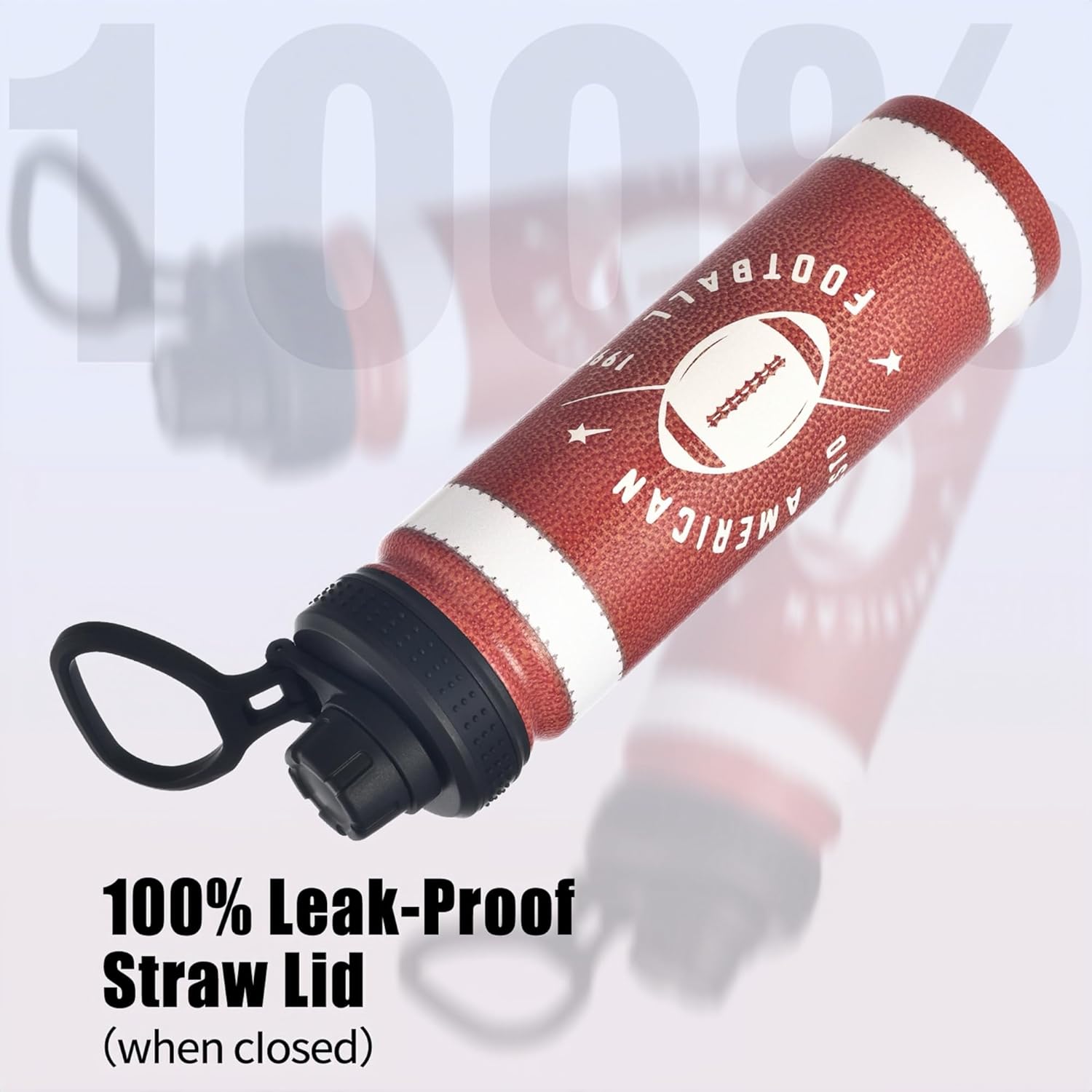 Football Water Bottle, 24 oz Insulated Stainless Steel Sports Bottle with Straw, Football Stuff Gifts for Boys - Image 3