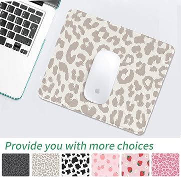 Seorsok Grey Leopard Mouse Pad, Mouse Mat Square Waterproof Mouse Pad Non-Slip Rubber Base Mouse Pads for Office Laptop,9.5x7.8x0.12 Inch