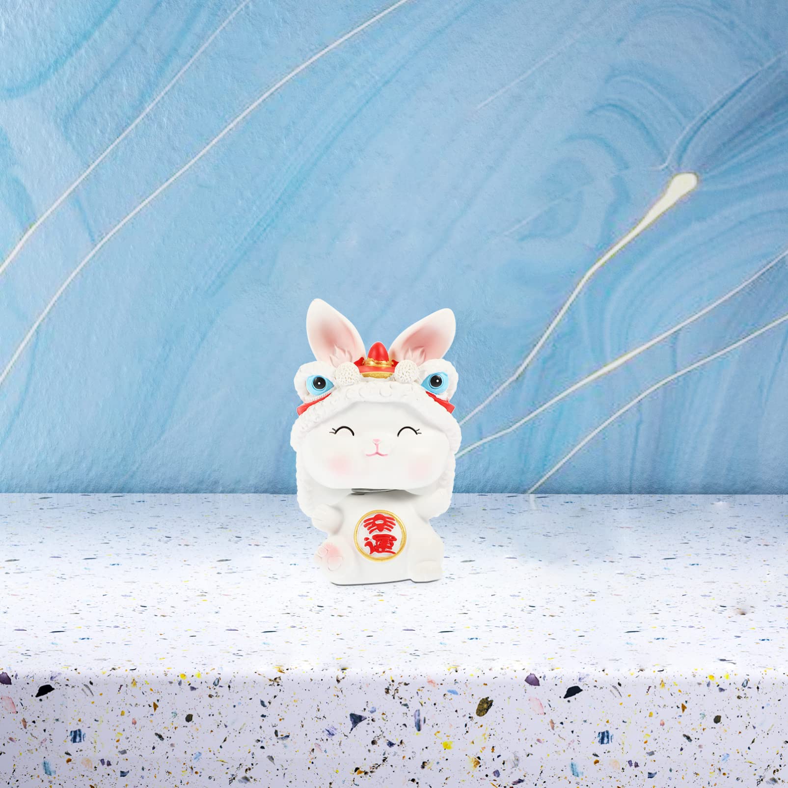 PRETYZOOM 4 Pièces Ornements artisanaux en résine décor de Sculptures Mini-Jouet Accessoires Auto Car Accessories Figurine de Lapin en résine secouant la tête décoration Mini Lapin en