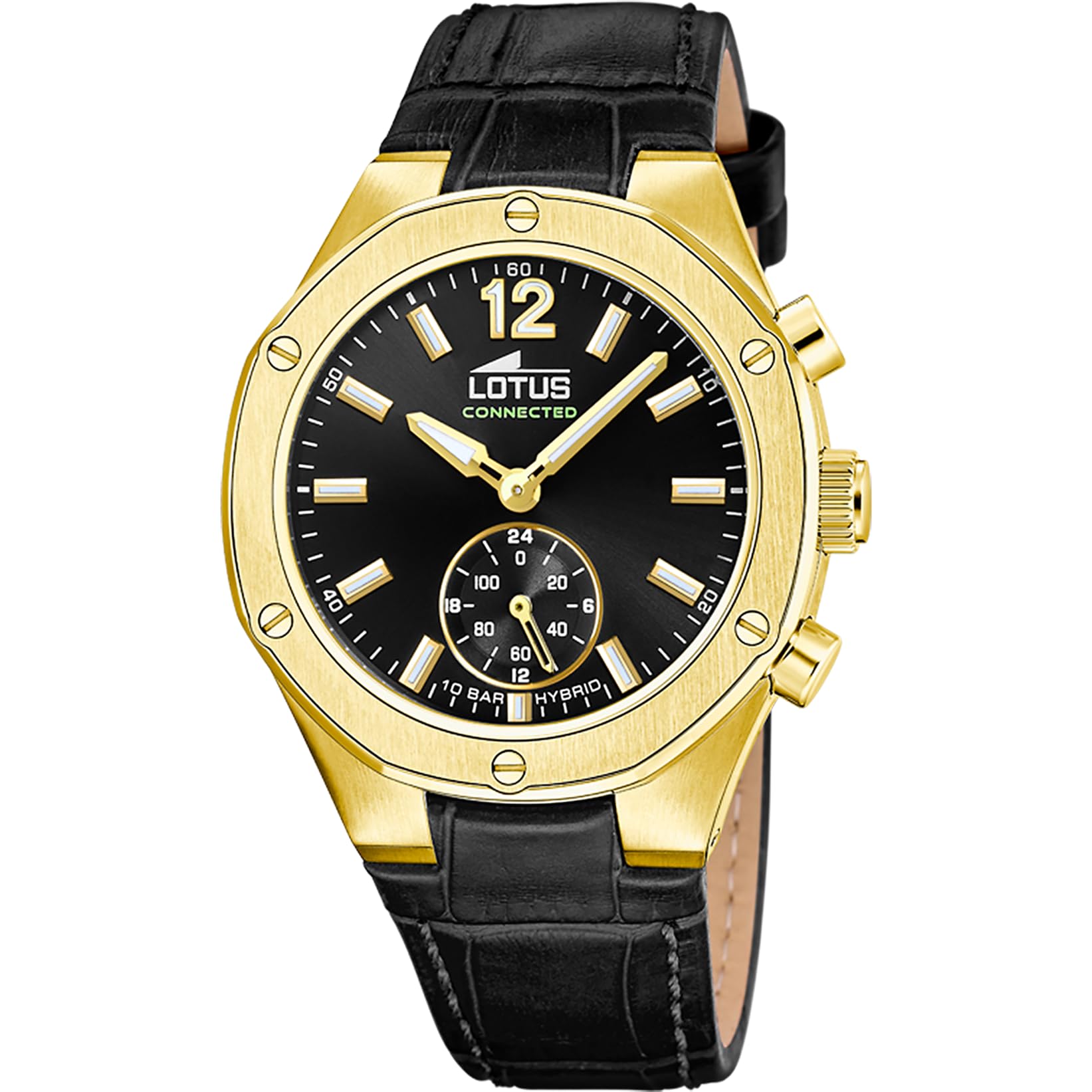Lotus Damski stalowy hybrydowy smartwatch ze skórzanym paskiem 18973/3