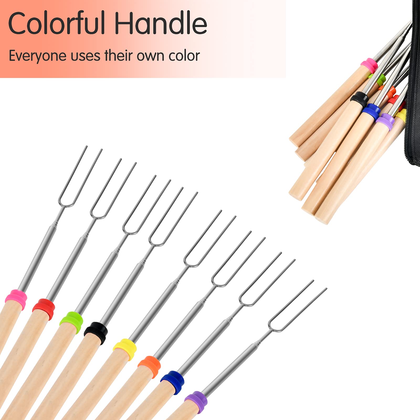 Extendable Marshmallow Roasting Sticks - 8 Pcs -4