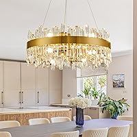 Vista 1 de Siljoy Candelabro moderno de cristal de 12 luces de oro cepillado de 2 niveles con forma de gota de lluvia de cristal, ajustable, montaje al ras