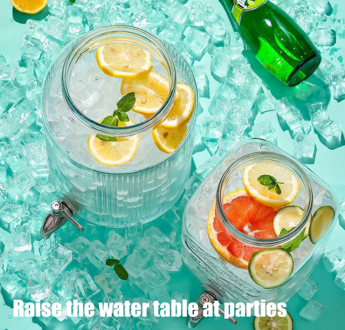 2 Gallon Christmas Drink Dispenser with 18/8 Stainless Steel Spigot – Glass Mason Jar for Sun Tea, Iced Lemonade, Holiday Parties, Outdoor Use & Laundry Detergent Holder