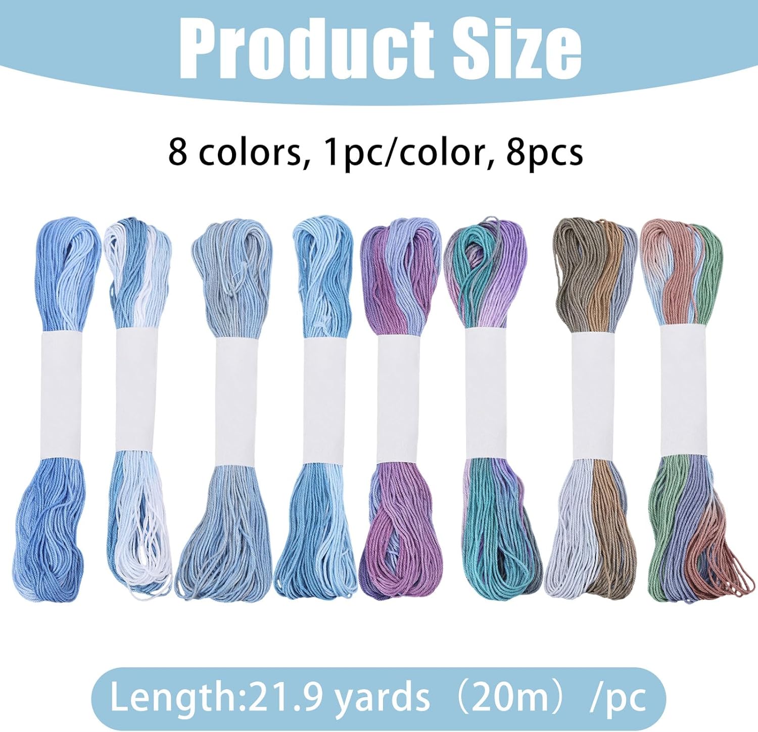 FREEBLOSS 8 Pcs Sashiko Thread Sashiko Skein 8 * 20 M Pure Cotton Embroidery Thread Japanese Sewing Threads Quilting & Embroidery Sewing Kit Supplies 8 Blue Mixed Colors