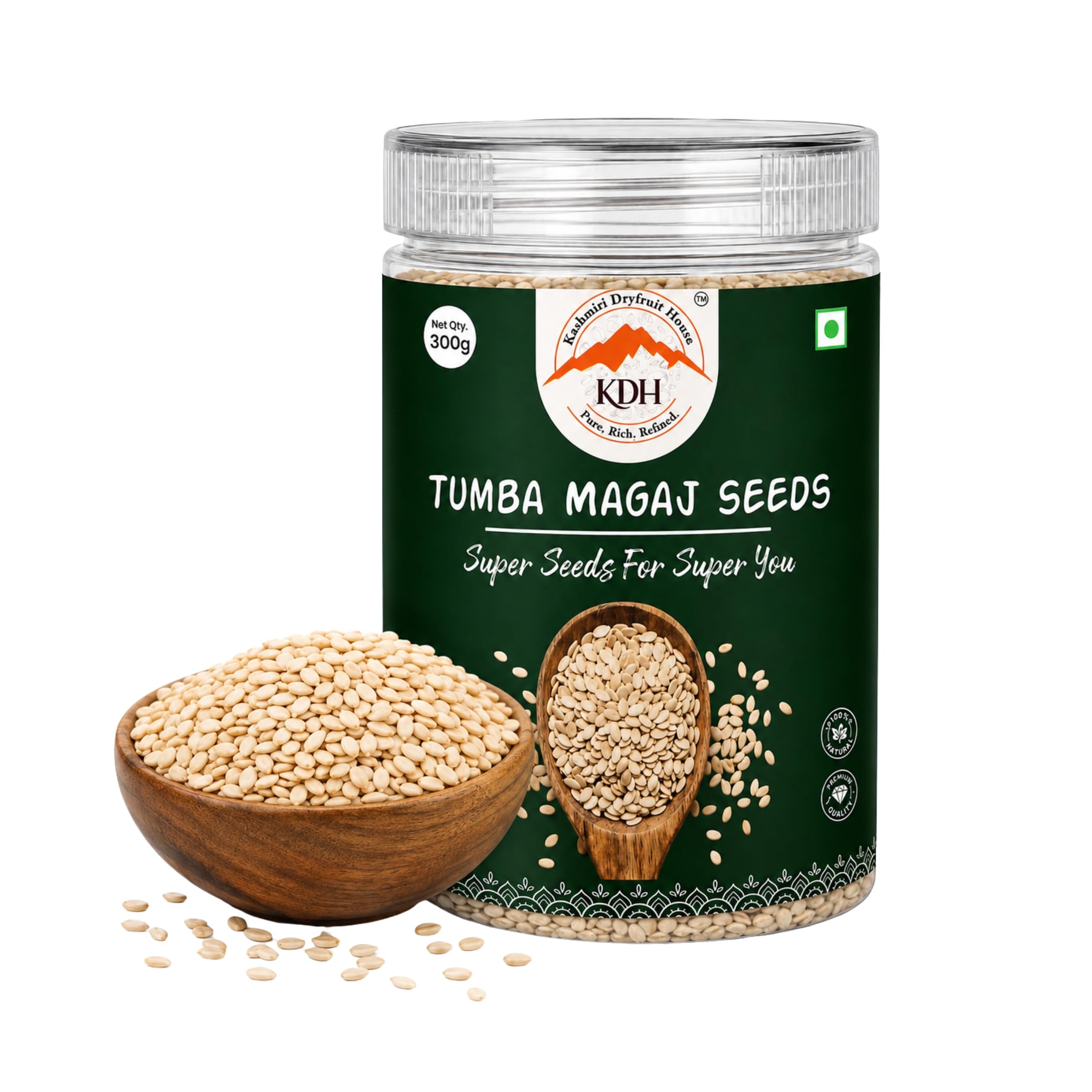KDH Dry Seeds Variety for Daily Wellness & Herbal Use | Premium Natural Raw Seeds | Multi Purpose Seeds for Healthy Lifestyle, Herbal Preparations & Daily Nutrition (Tumba Magaj Seed 300g)-image-11